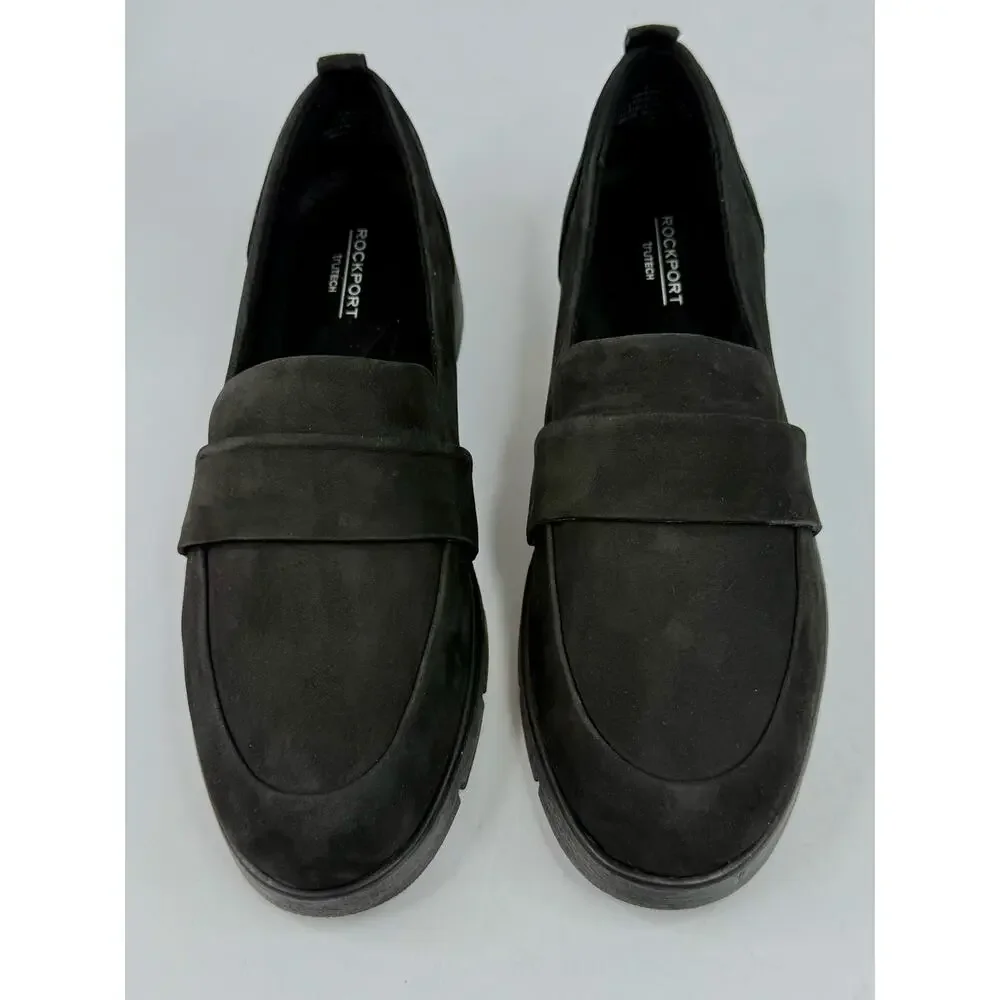 Rockport Women's Ramone Casual Slip-On Almond Toe Loafers Size 6.5W Black NWT